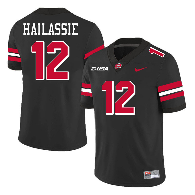 Kahlef Hailassie WKU Jersey,Western Kentucky Hilltoppers #12 Kahlef Hailassie Jersey Youth-Black